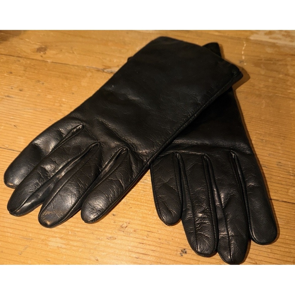 Aris 115 Women's Black Leather Gloves Size 8 Polyester Lining